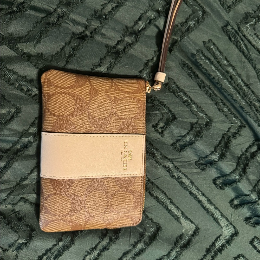 Coach Tan and Cream Wristlet